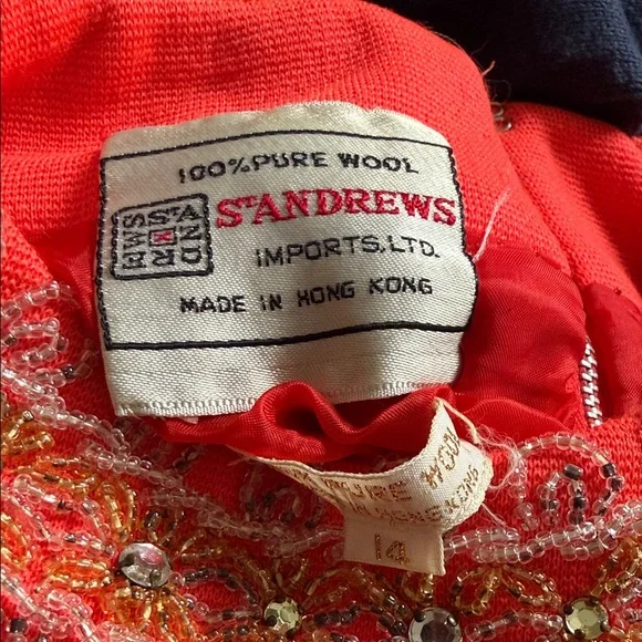 Vintage Chic Orange Midi Dress with Gold & White Embellishment - Picture 2 of 10